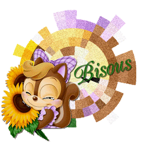 Gif animé bisous écureuil fleurs